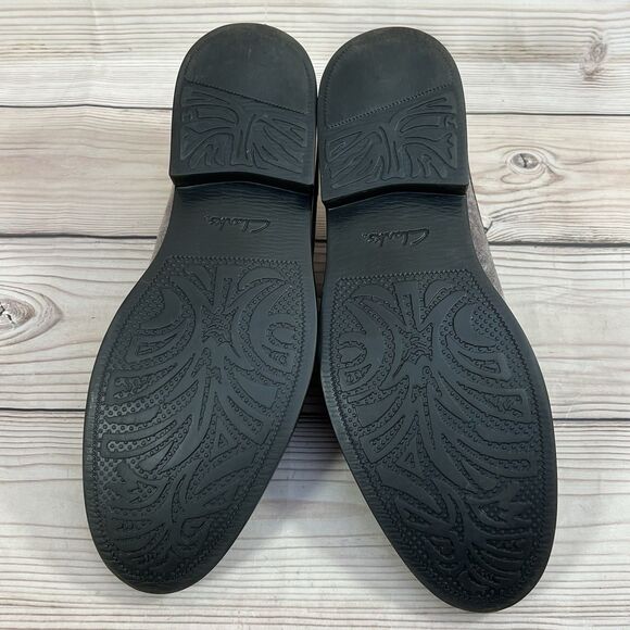 Clarks Garren Cap-Toe Oxford Mens 10.5 Brown Combi Leather Fabric Dress Shoe EUC - Picture 12 of 16